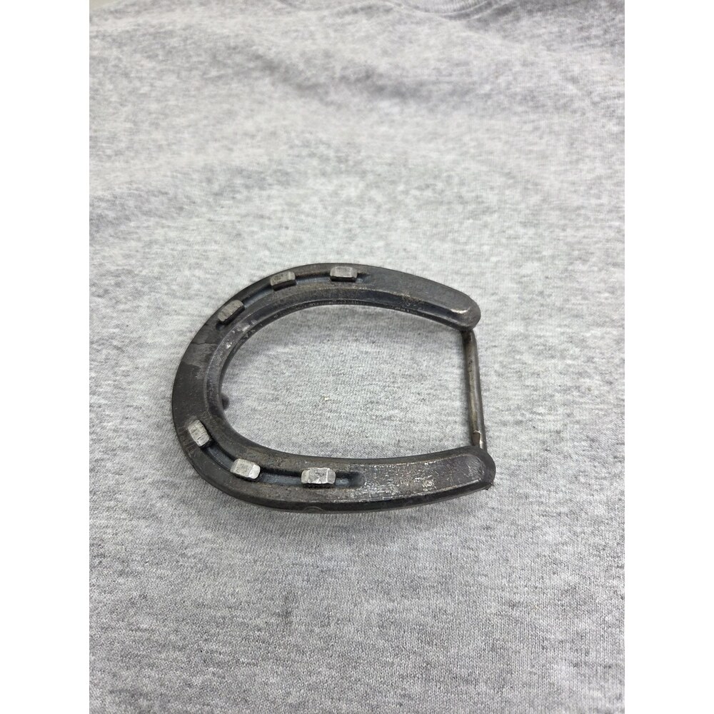 Vintage Blacksmith Pony Horseshoe Solid Metal Western Belt Buckle - Picture 4 of 12